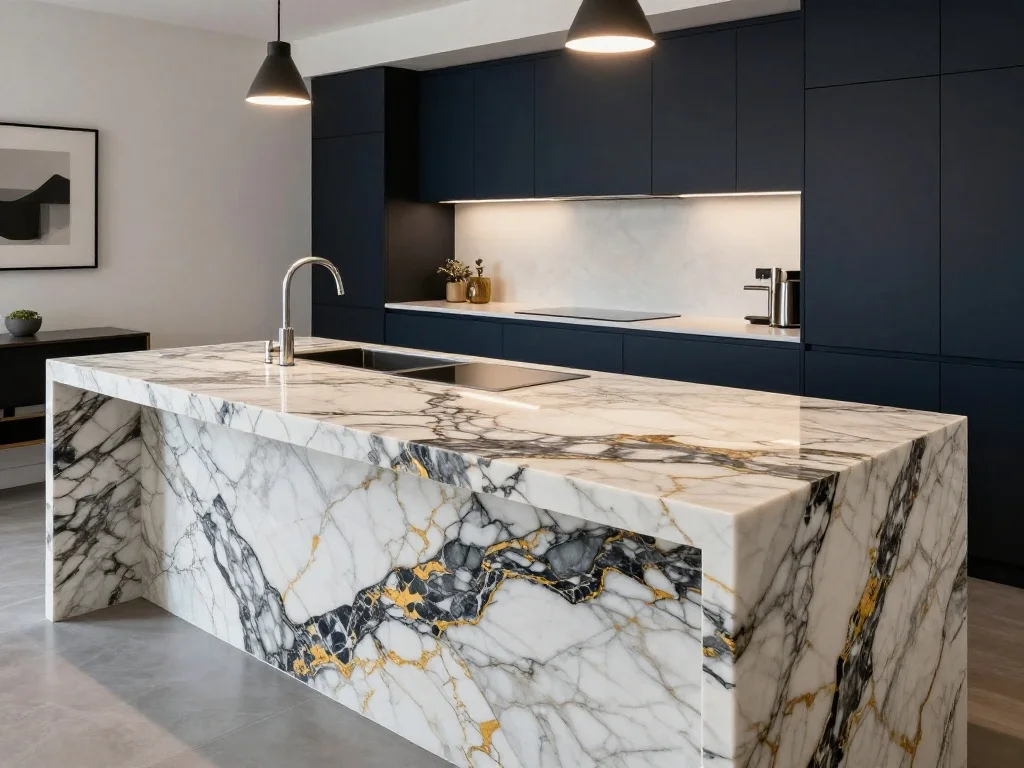 Dramatic Veined Quartz for a Statement Surface