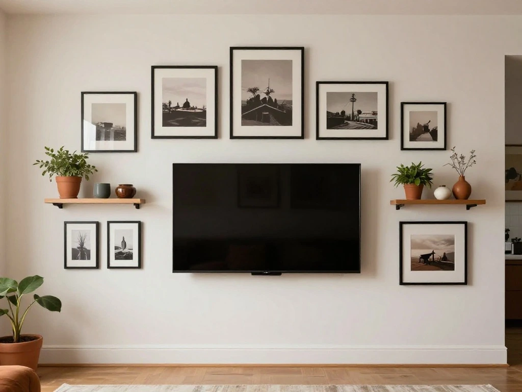 Gallery Wall Combined with Floating Shelves