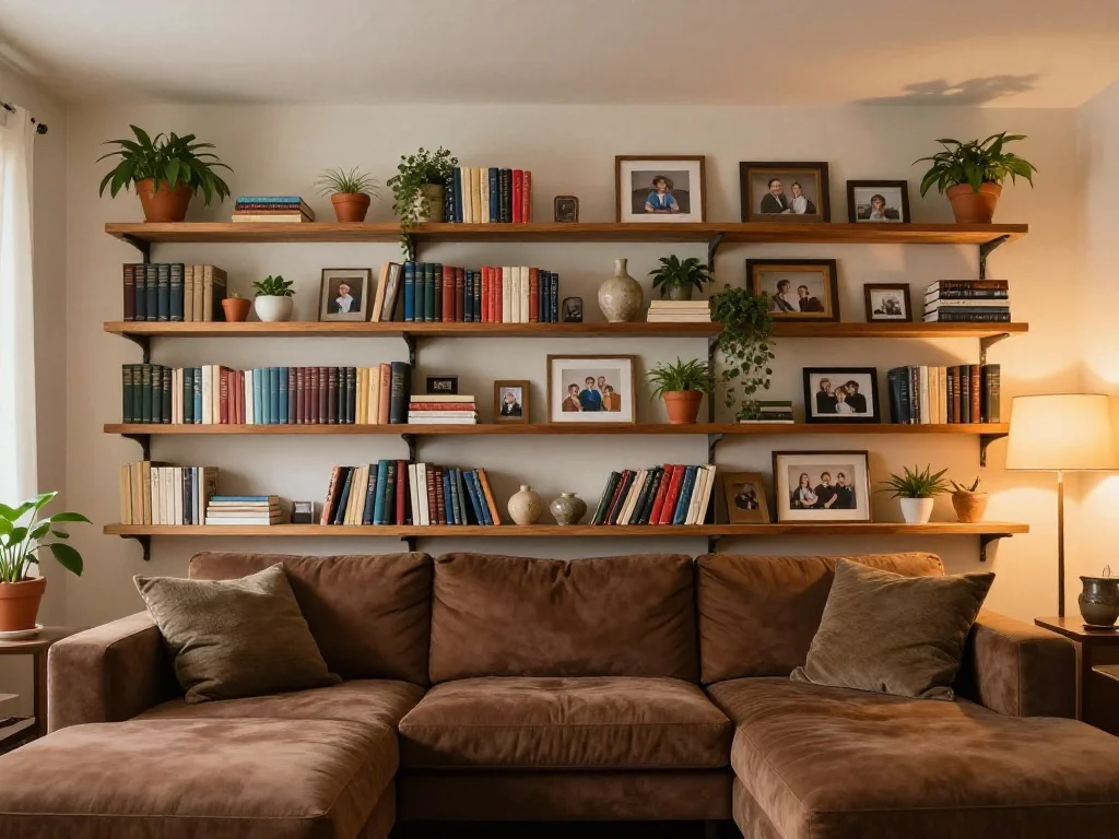 Install Floating Shelves for Layered Visual Interest