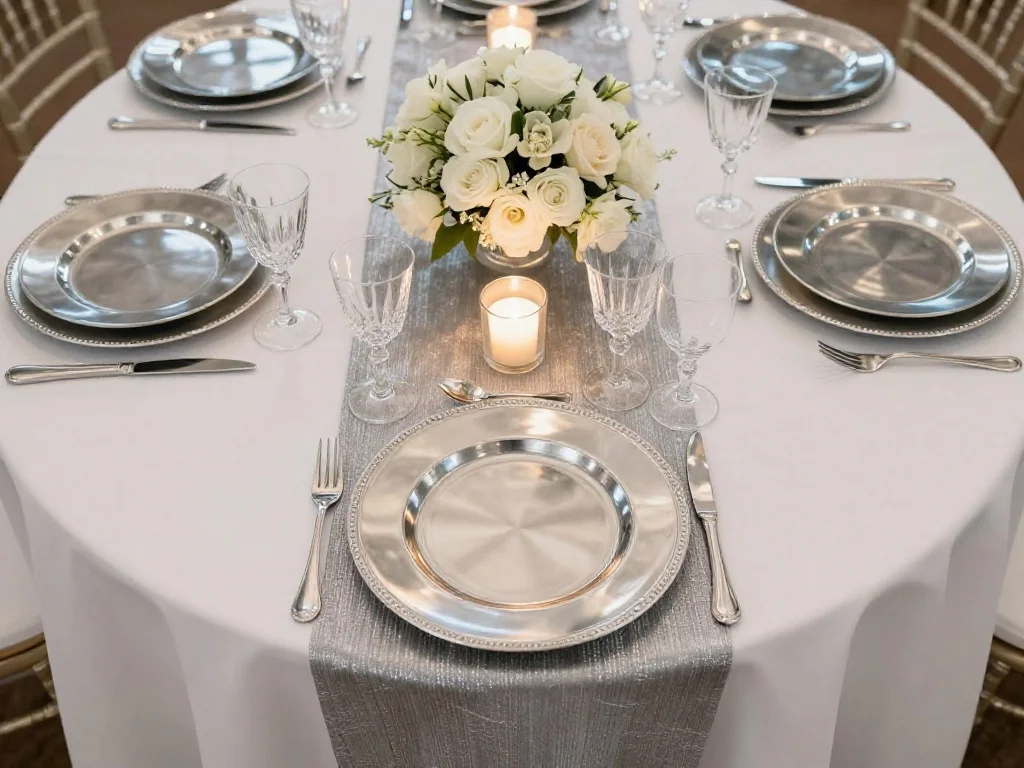 Metallic Silver Table Runners