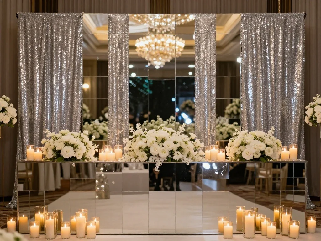 Mirrored Silver Wedding Backdrops