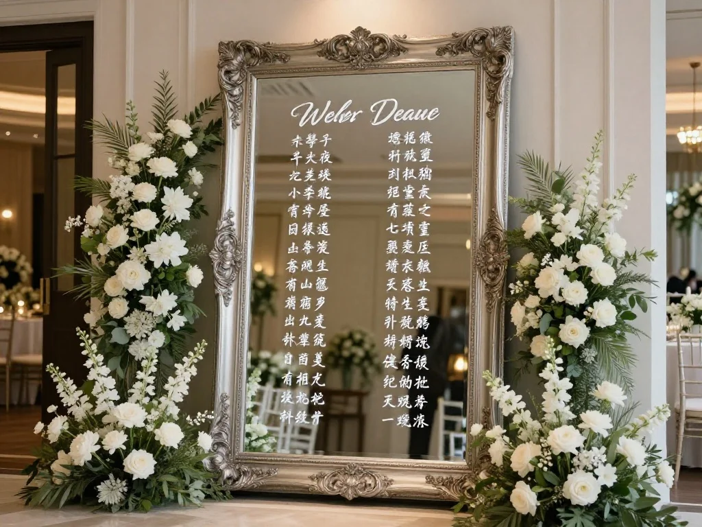 Silver-Framed Seating Chart Display