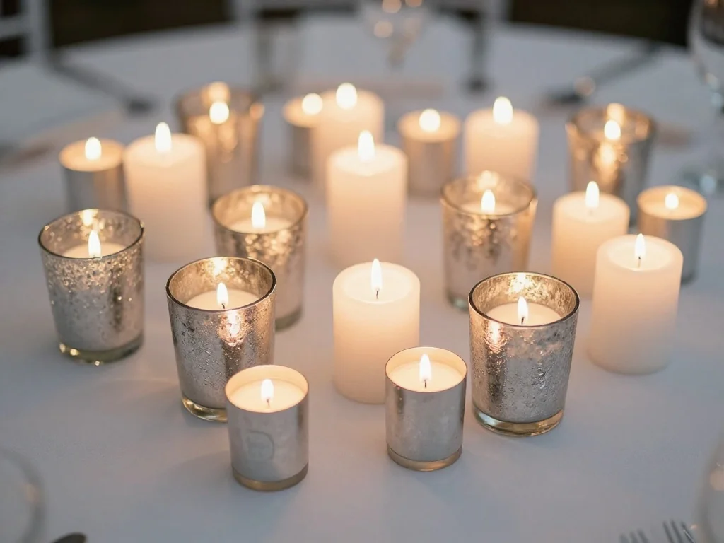 Silver Mercury Glass Votive Candles