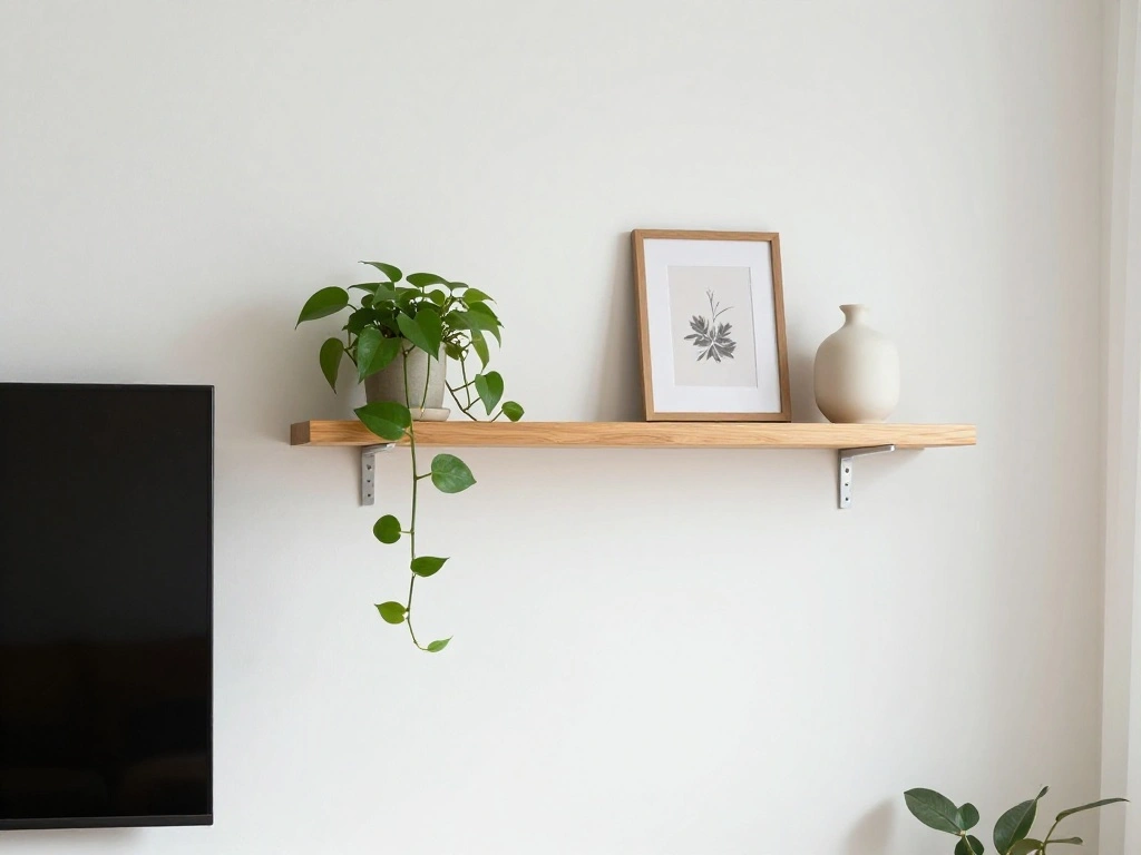 Single Shelf Above the TV as a Design Element