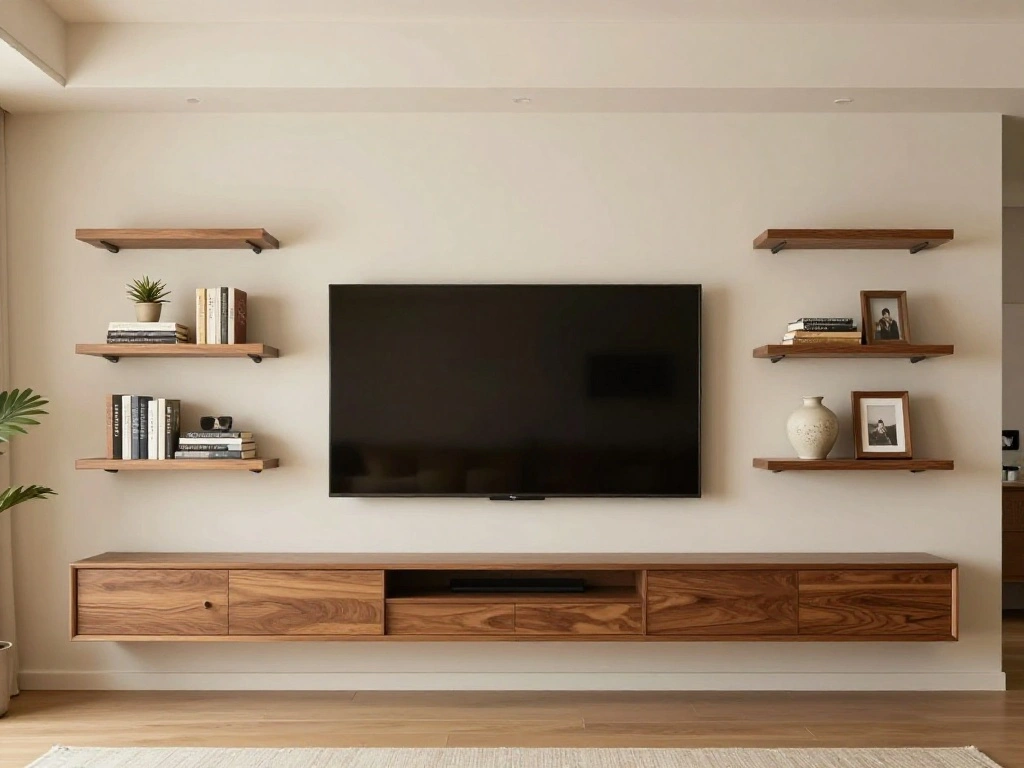Symmetrical Flanking Shelves on Either Side
