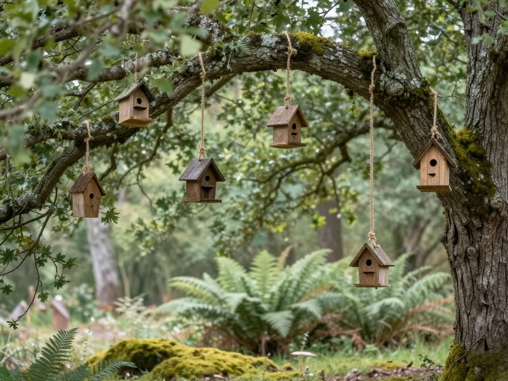 Tree-Hung Birdhouses for a Woodland Feel