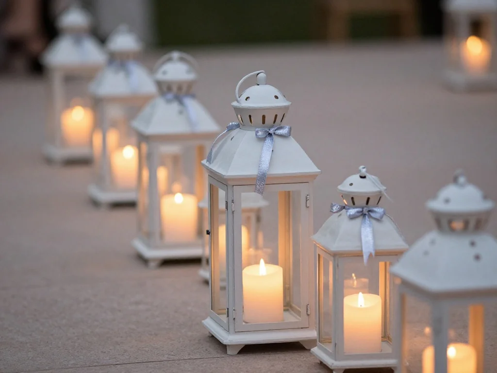 White Lanterns with Silver Accents