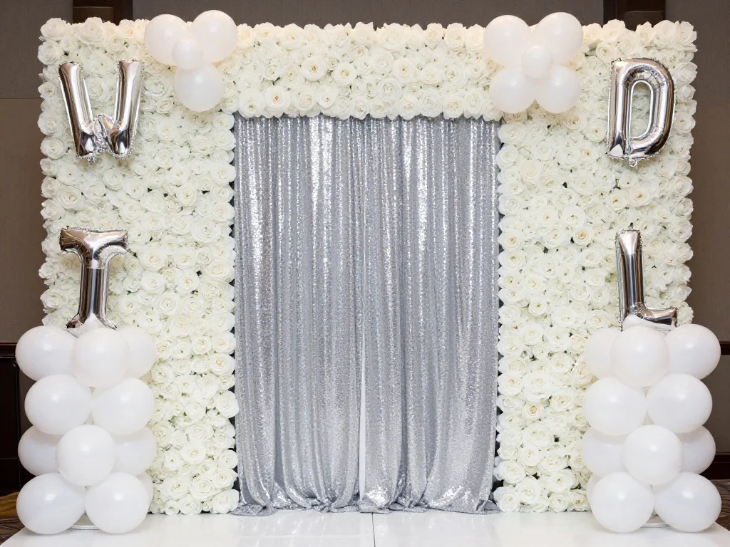 White and Silver Photo Booth Setup