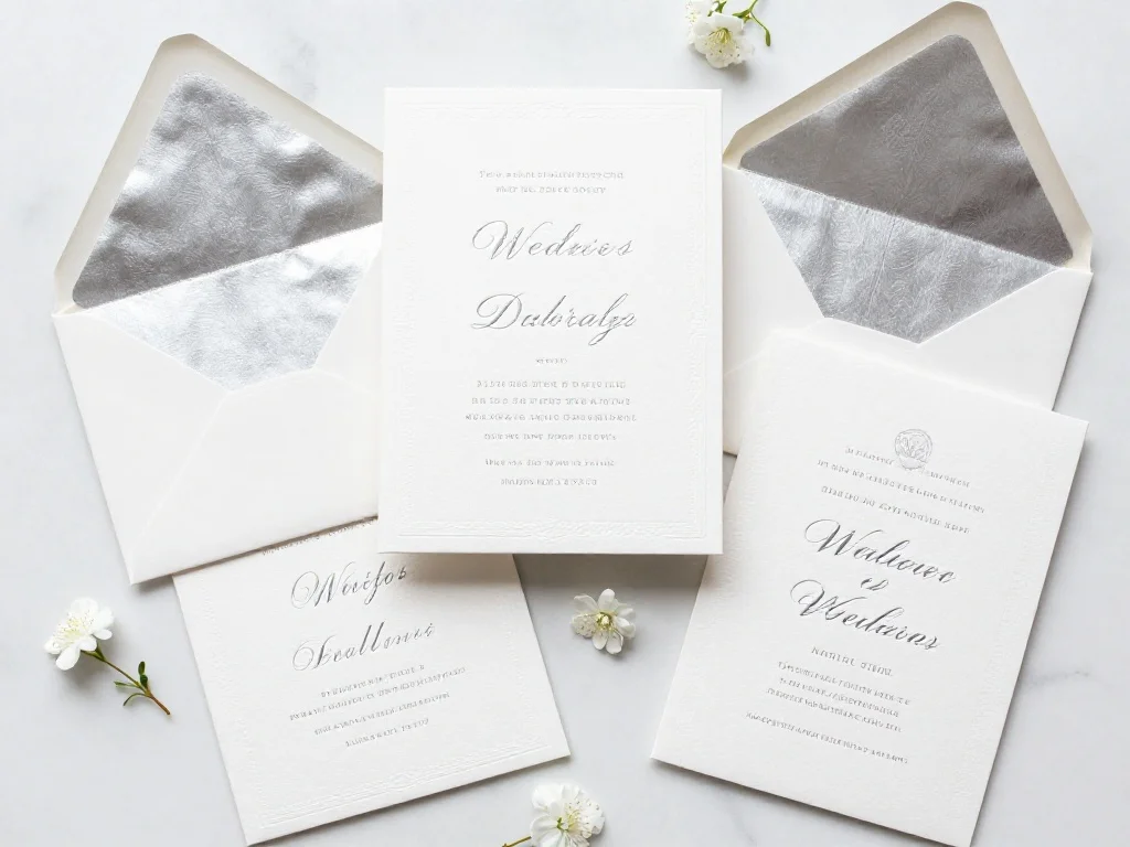 White and Silver Wedding Invitations