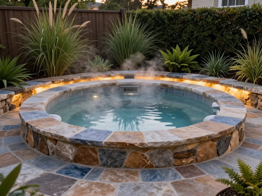 The Sunken Hot Tub with Natural Stone Surround