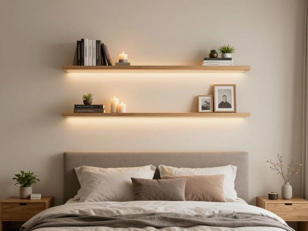 Floating Shelves with Curated Decor