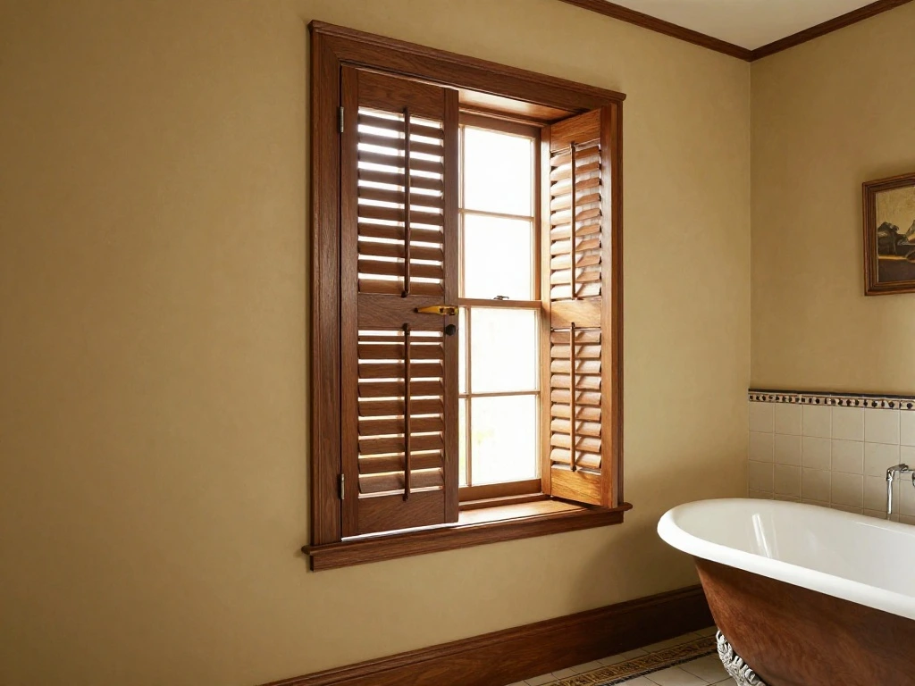Natural Hardwood Shutters for Period Style Bathrooms