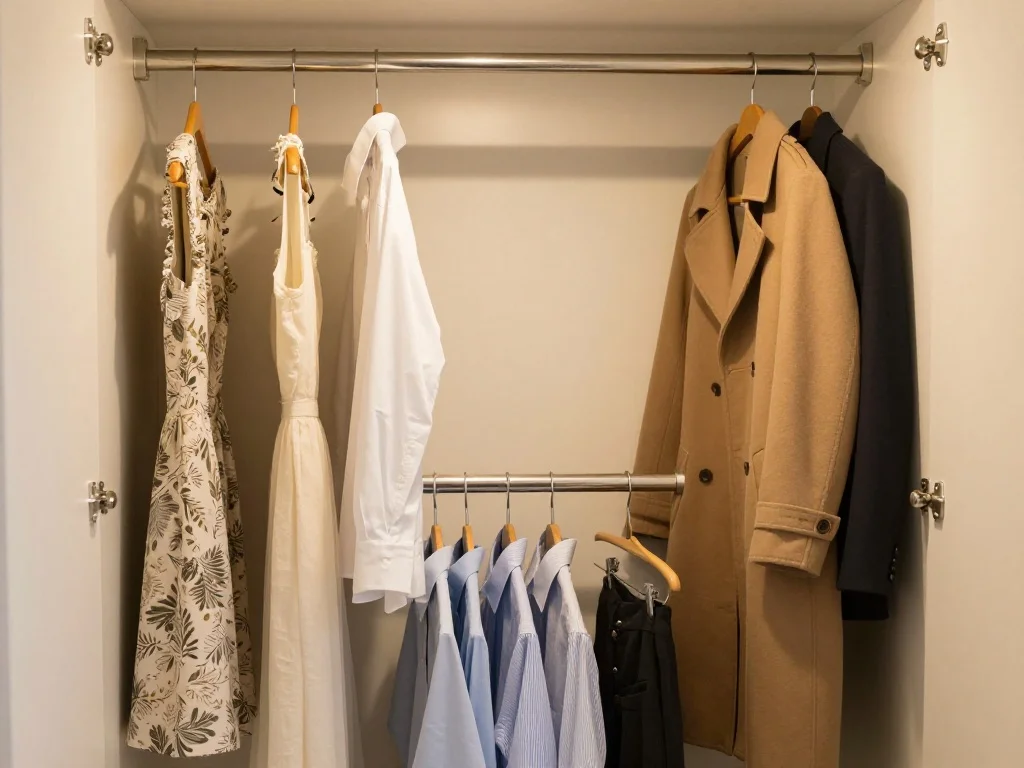 ideas para closet pequenos  Instala una Segunda Barra para Colgar Ropa