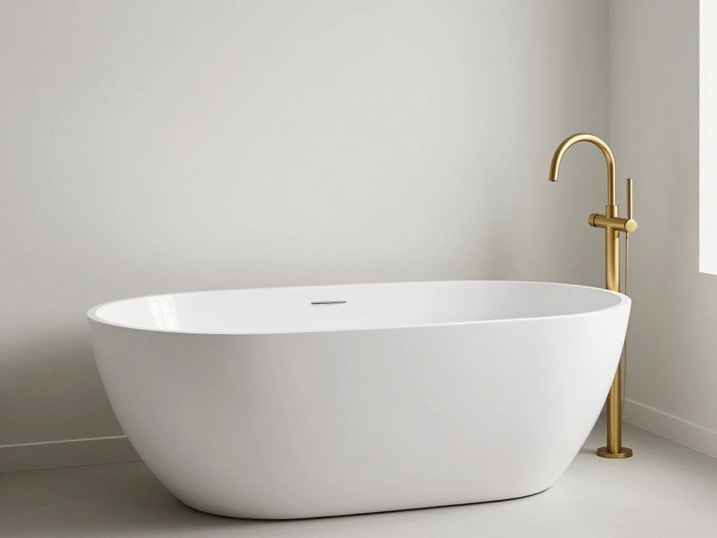  Tub with a Floor Mounted Faucet for Clean Lines