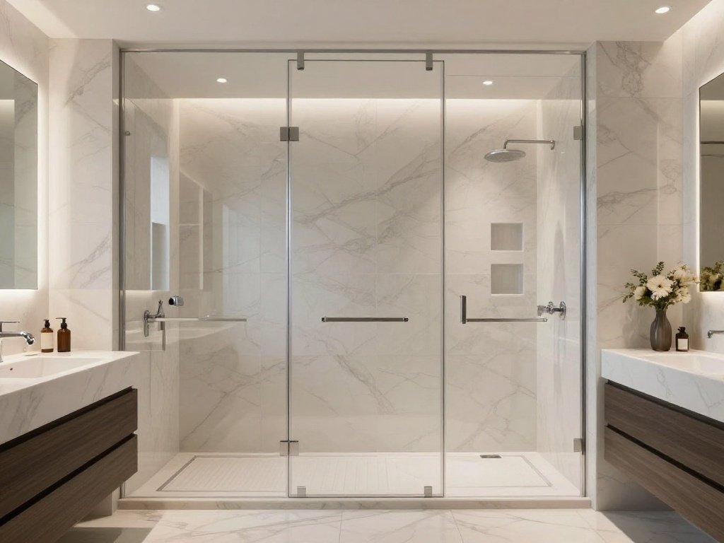 . Half Wall Doorless Shower
