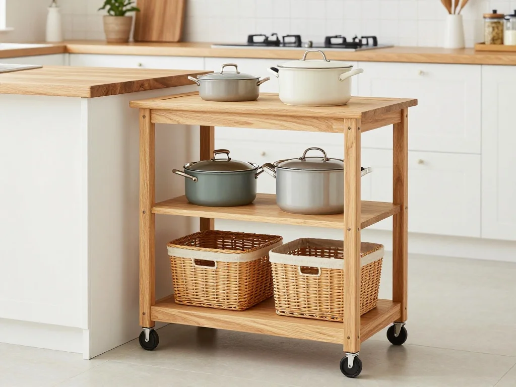 Use a Kitchen Island or Rolling Cart for Added Storage