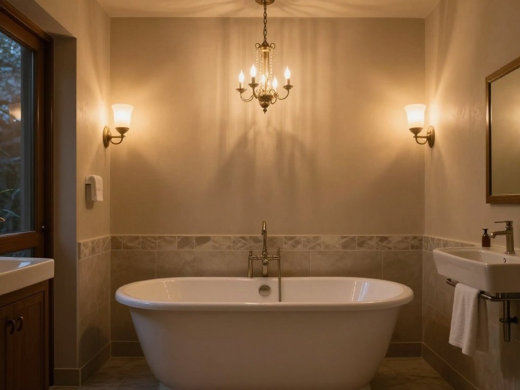 Tub Accented with Layered and Ambient Lighting