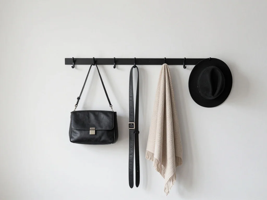 Utiliza Ganchos en la Pared para Accesorios y Bolsos
