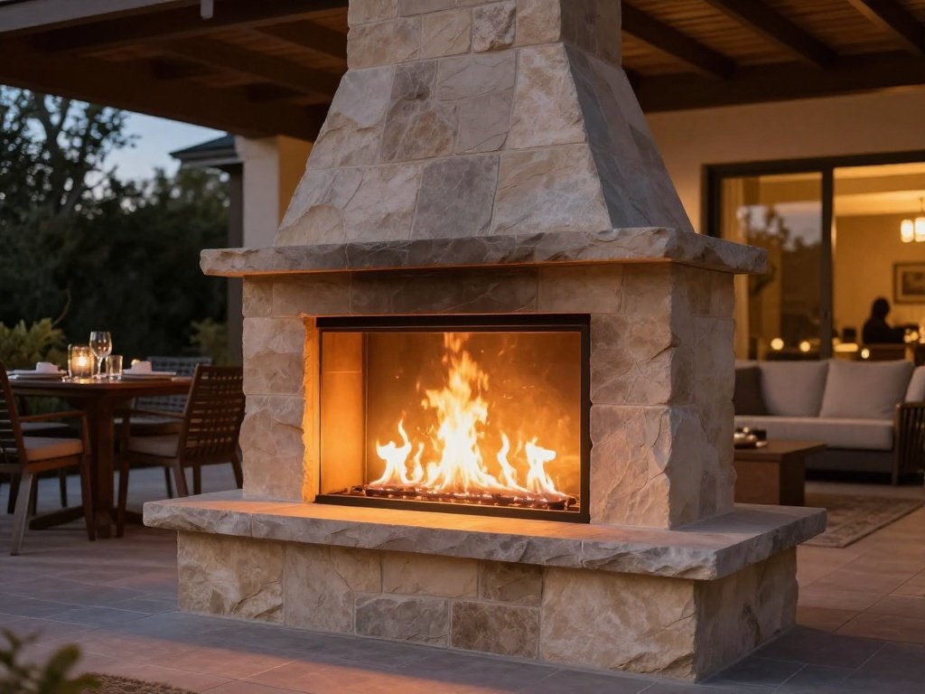  Fireplace Built Into a Retaining Wall