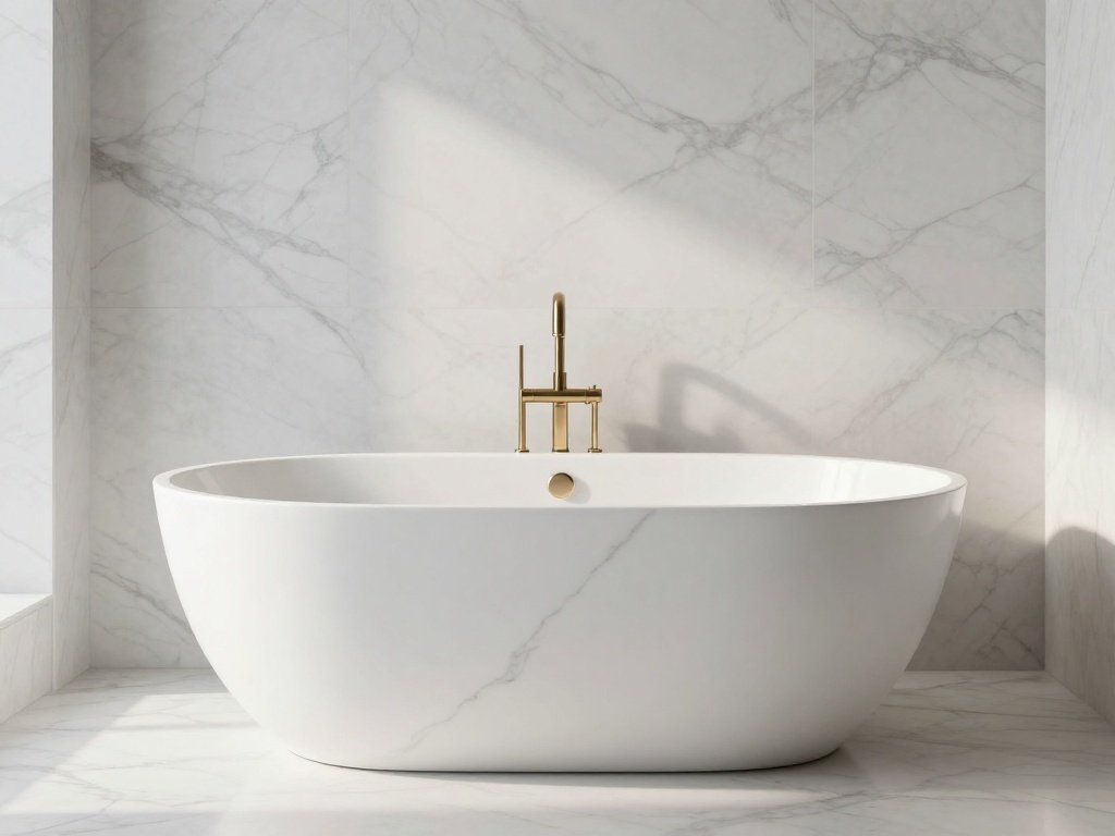 Stone or Marble Tub as a Sculptural Centerpiece