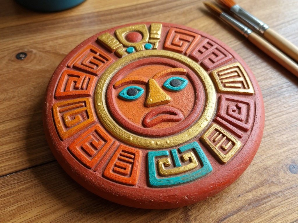  Clay Sun Stones Inspired by Aztec Art Image Prompt