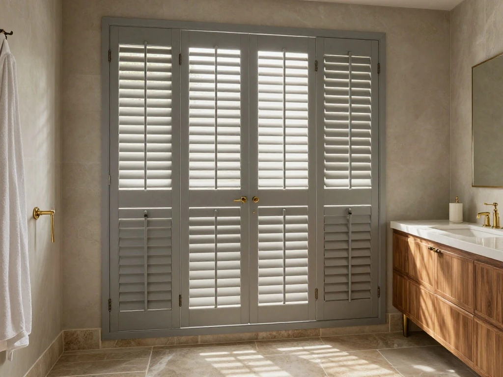 Neutral Toned Shutters for a Spa Like Atmosphere