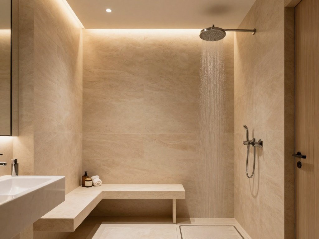Spa Inspired Shower With a Bench