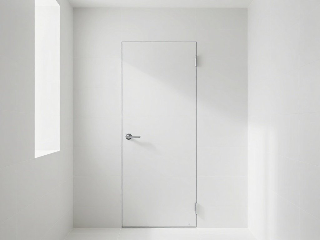 Minimalist White Tile Shower