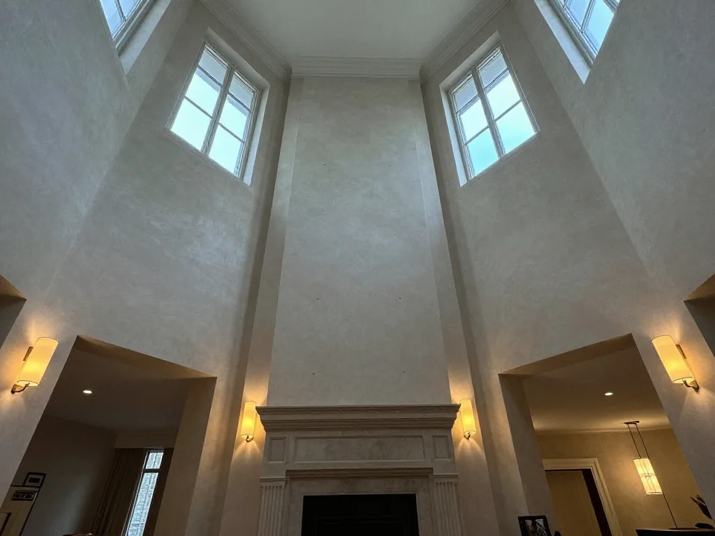 Woven Rattan Shades Bring Unexpected Texture to Stone Surrounds