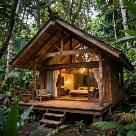 Modern jungle cabin inspired by Bali.