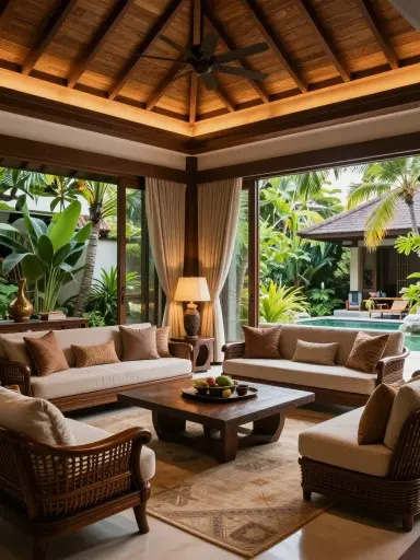 Luxury Bali-inspired home interior.