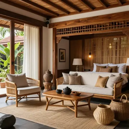Natural materials used in Balinese home design.