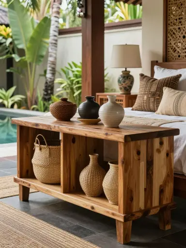 Natural materials used in Balinese interior design.