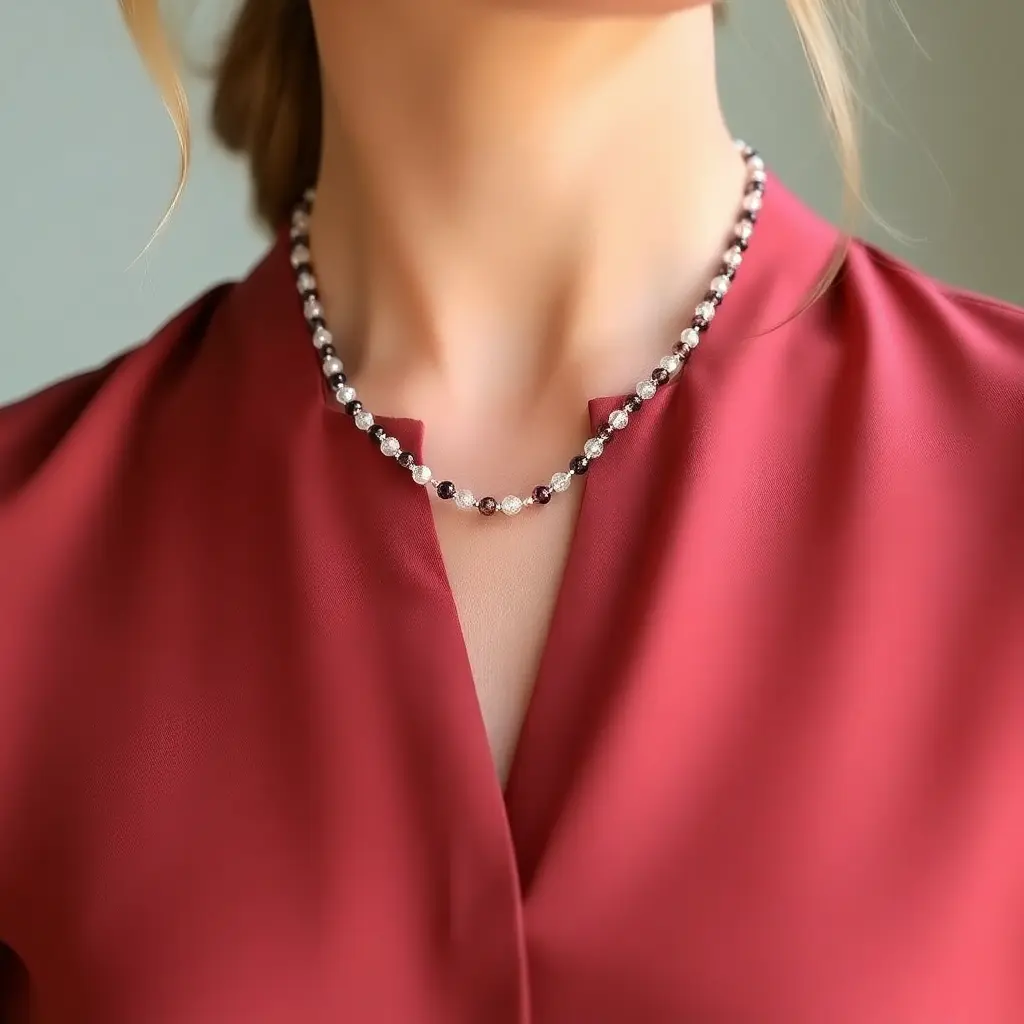 Crystal Beads with Silk Blouse