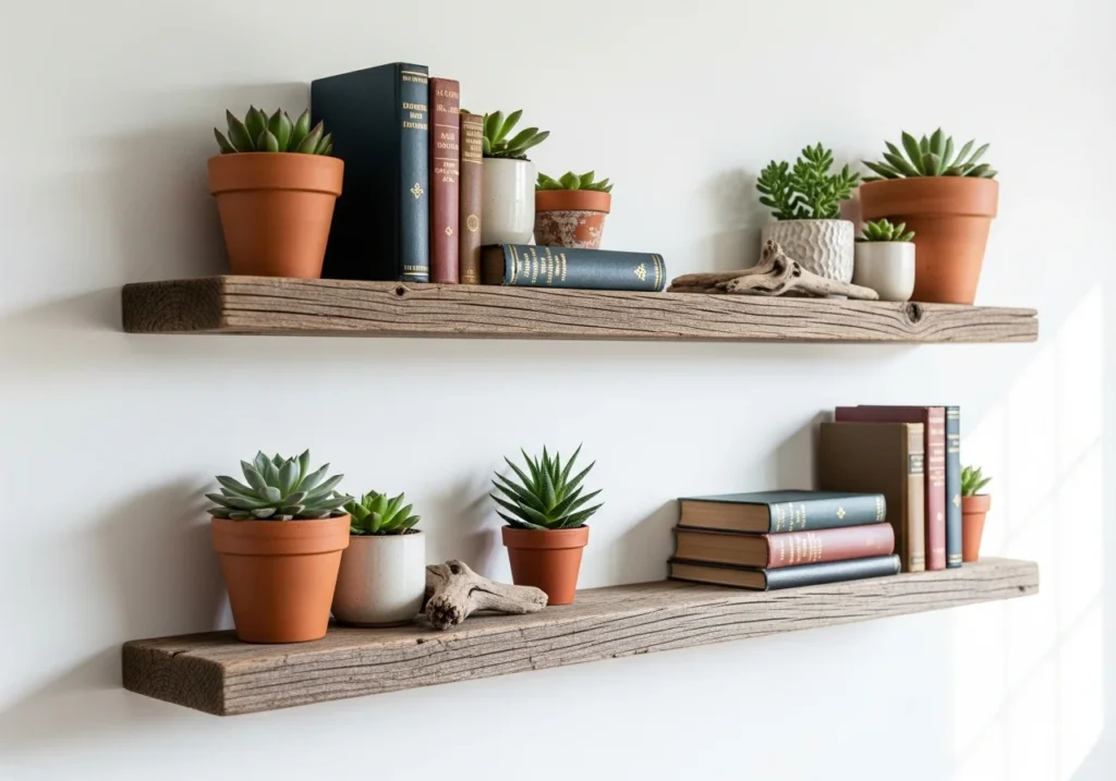 Reclaimed Wood Floating Shelves
