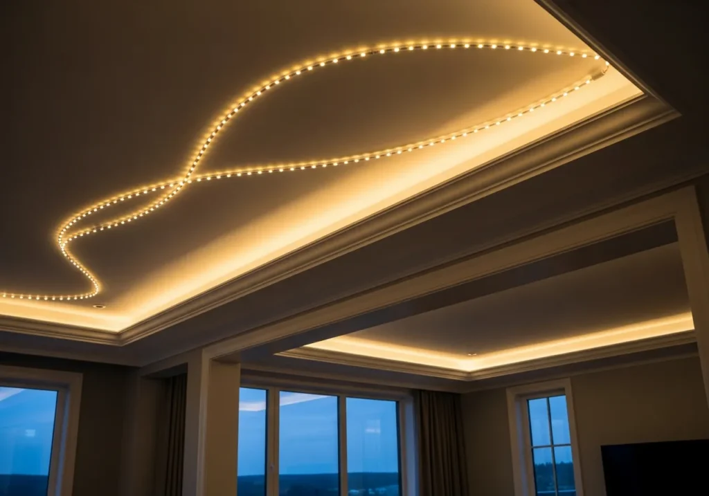 Rope Lighting Along Ceiling Perimeters
