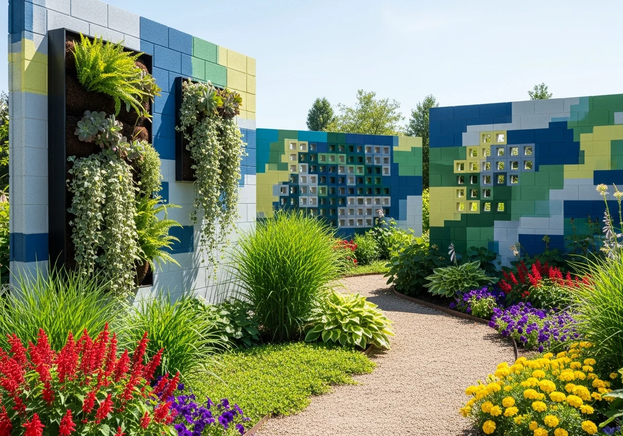 beautiful Cinder Block Garden Wall
