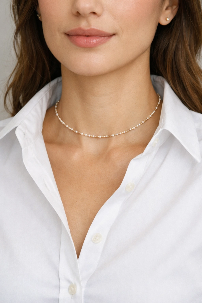 Delicate Choker with White Button Down
