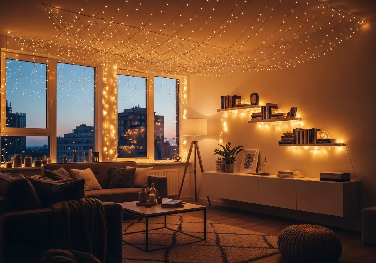 17+ Creative Indoor String Light Decoration Ideas