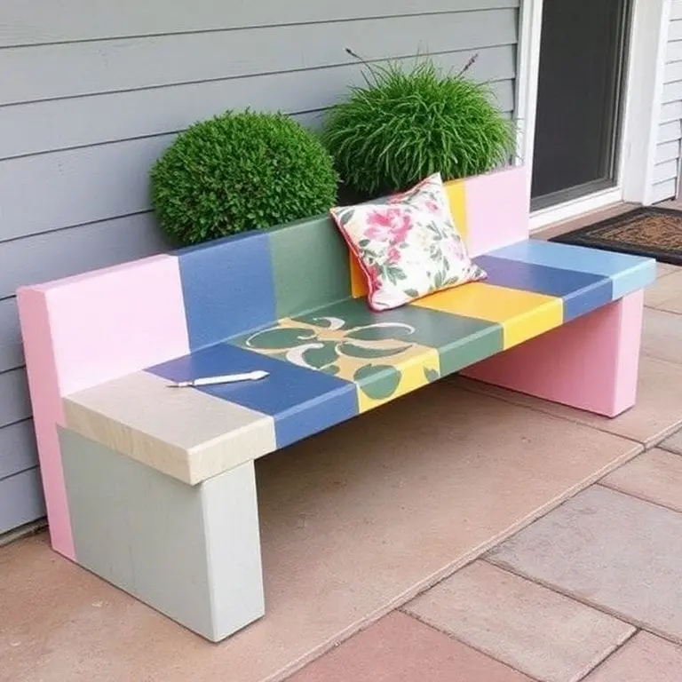 17+ Creative Painted Concrete Bench Ideas