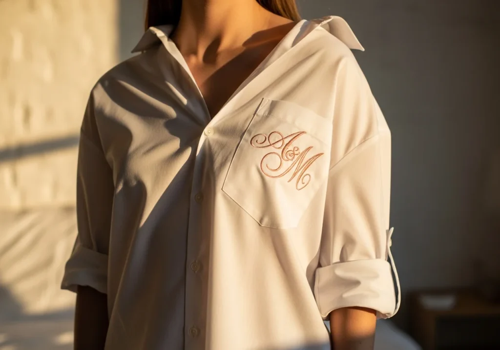 Boyfriend Shirt with Feminine Monogram