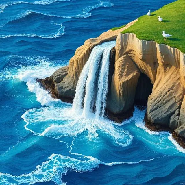 Coastal Cliff Waterfal