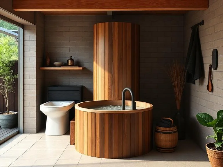 A tall vertical barrel or drum modified with a side access opening, suitable for standing immersion DIY Cold Plunge Ideas