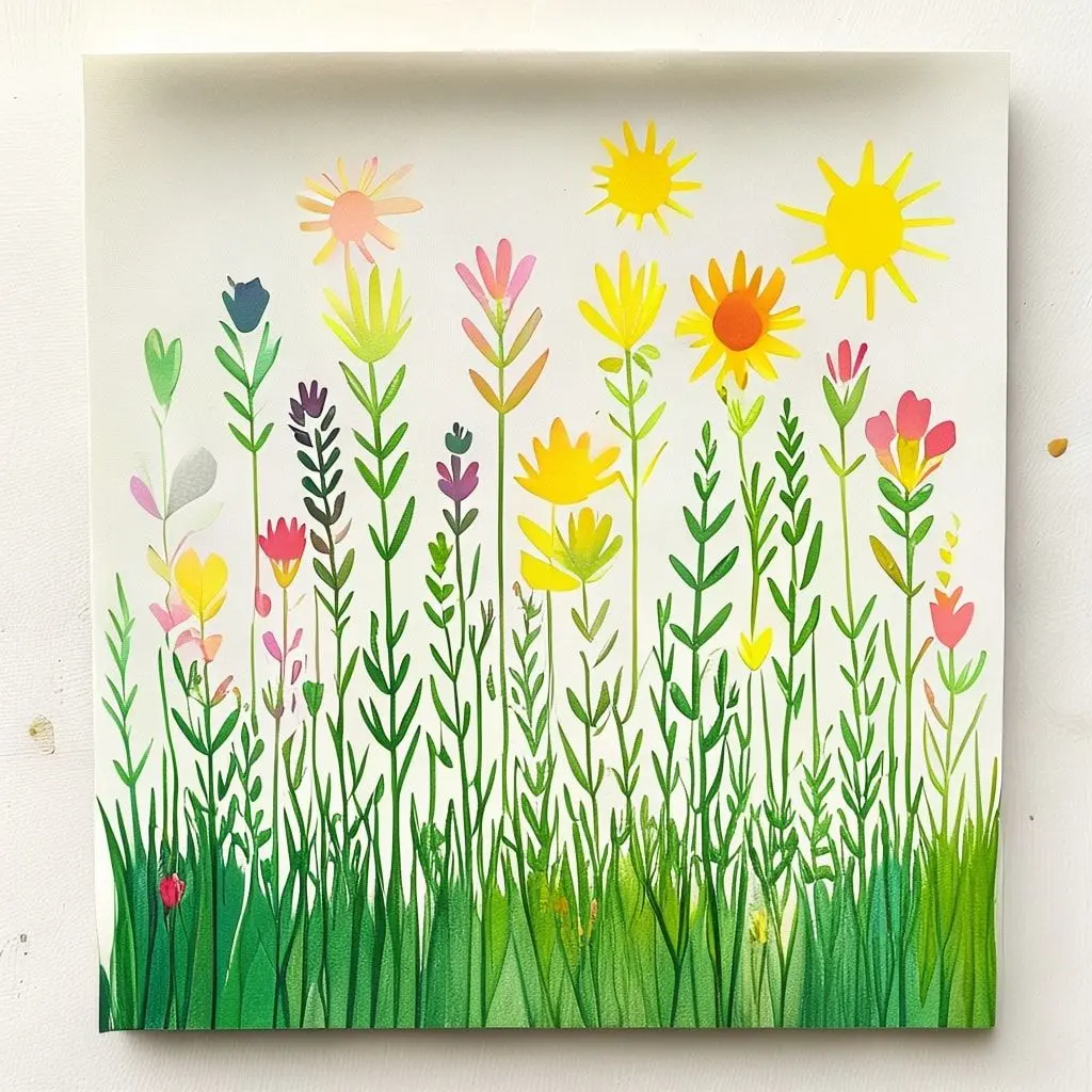 Fingerprint Flower Garden Card