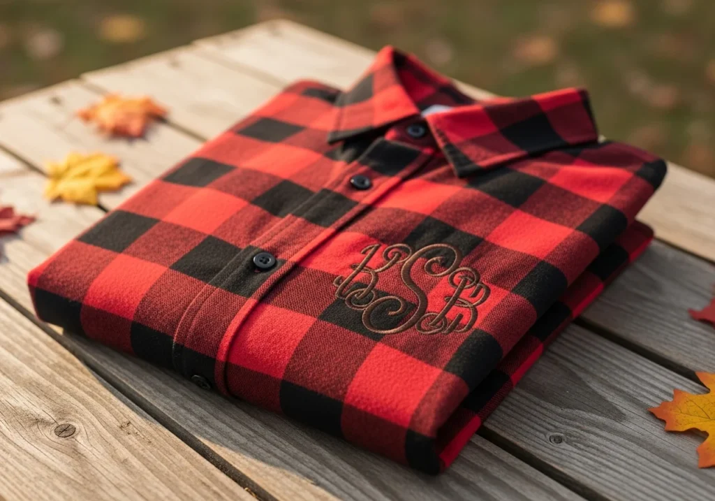 Flannel Shirt with Rustic Monogram