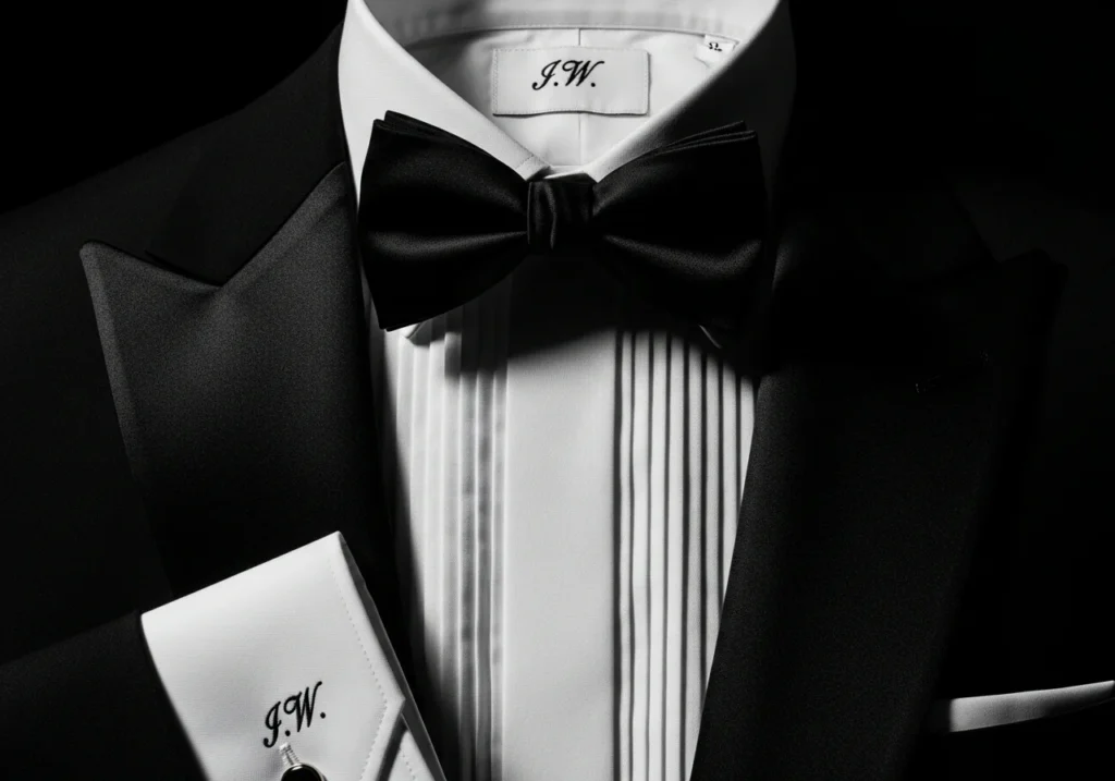 Formal Tuxedo Shirt with Elegant Monogram