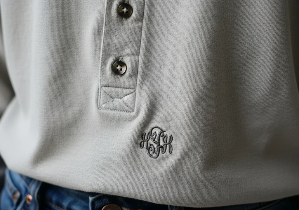Henley Shirt with Placket Monogram