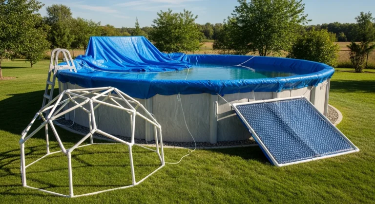 Creative DIY above ground pool cover solutions with various materials and designs
