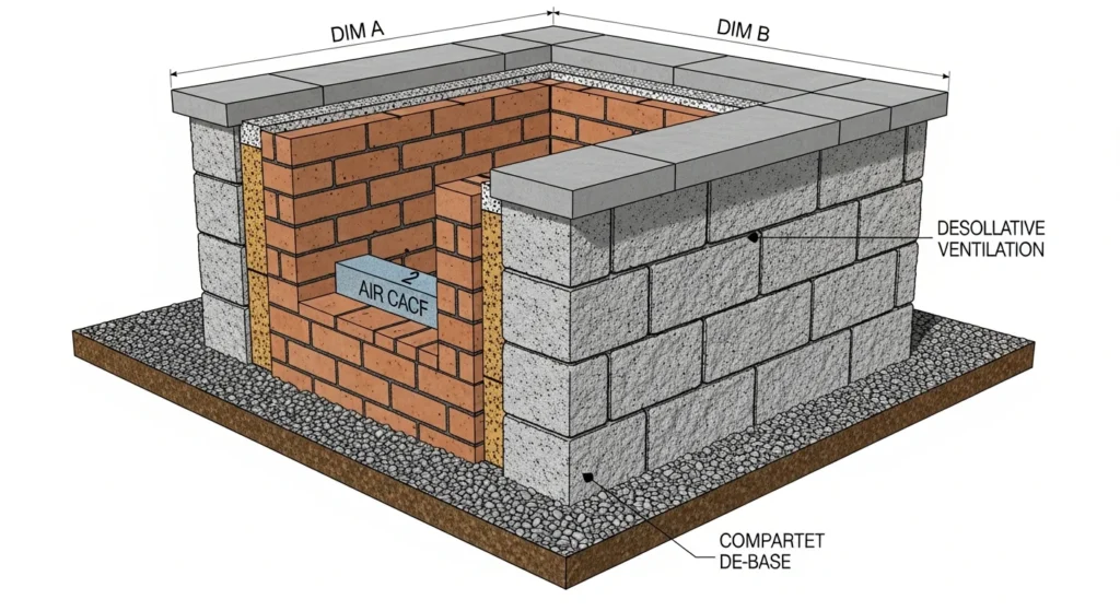 advanced square fire pit featuring two concentric walls with air gap
