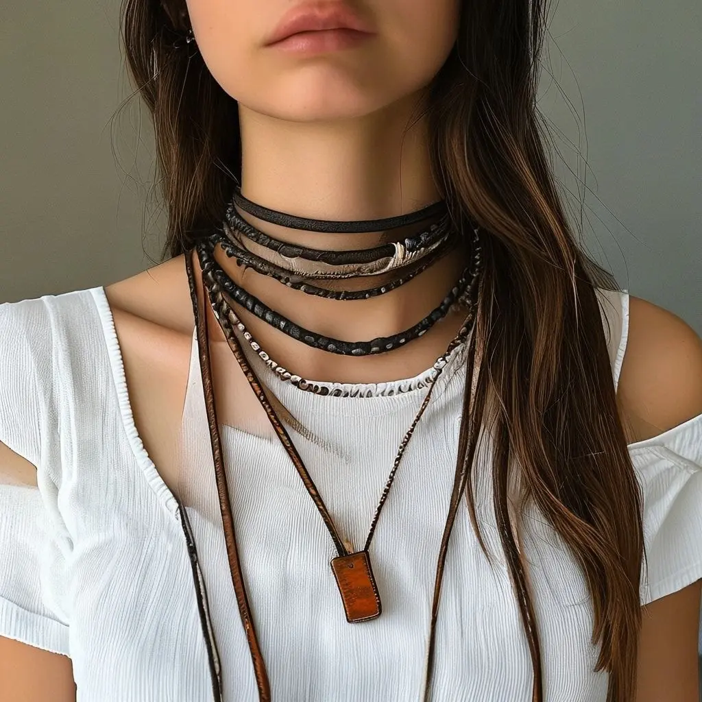 Layered Leather Chokers